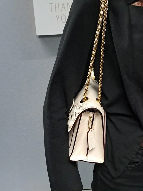 Coach Parker Shoulder Bag with Tea Rose Applique in the chalk and brass Color - Picture 2 of 16